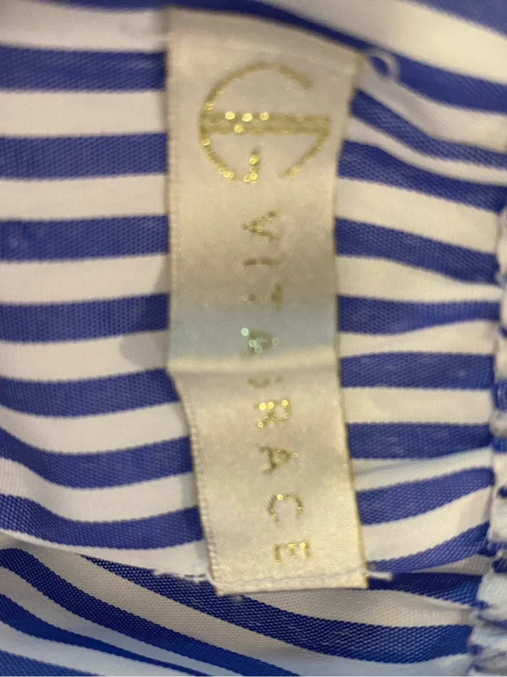 Blue and White Striped Midi Dress with Square Neck and Tie Waist - Picture 6 of 6